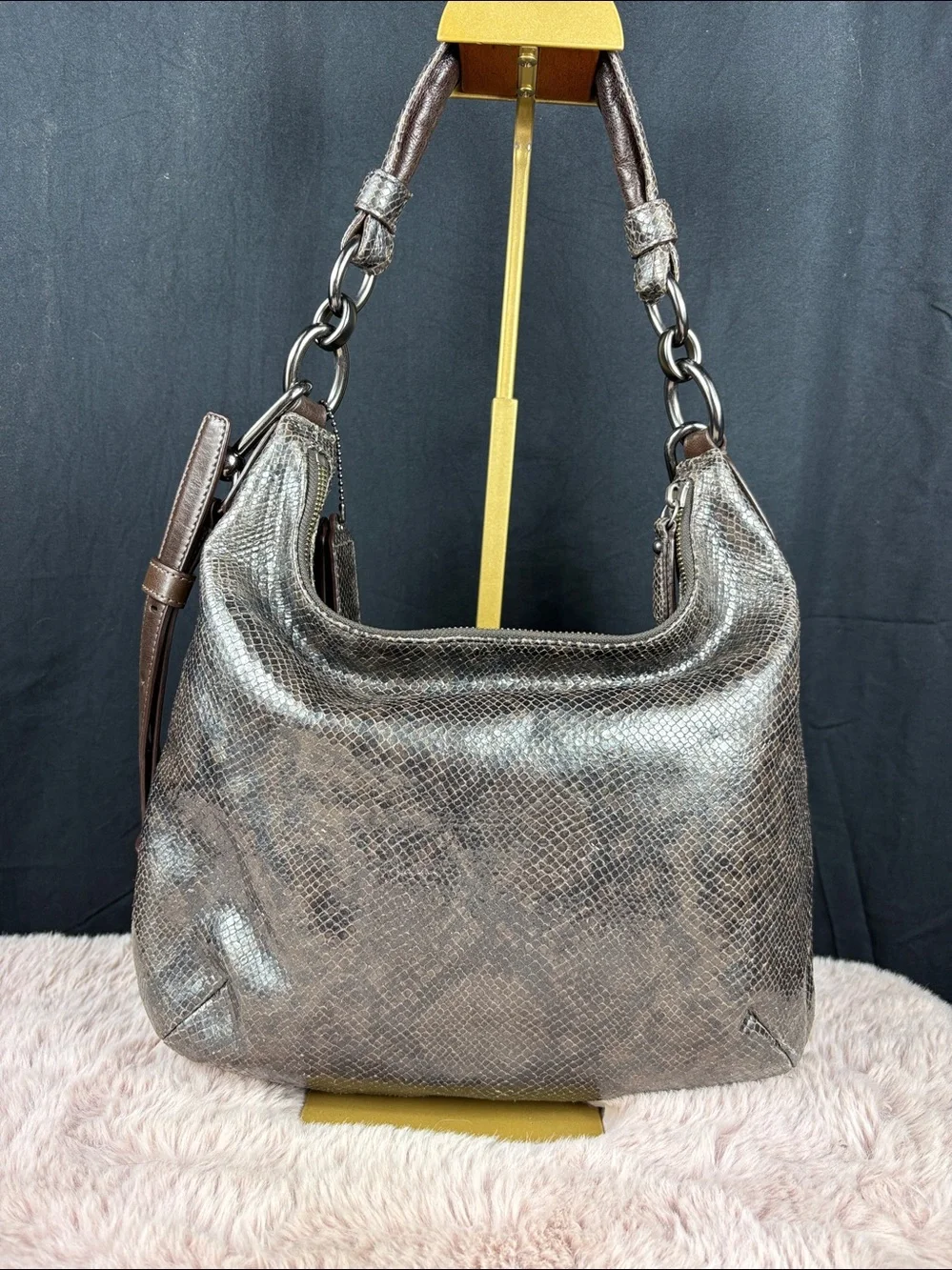Coach Kristin Hobo | Style 18306 | Metallic Bronze/Brown Snake-Embossed